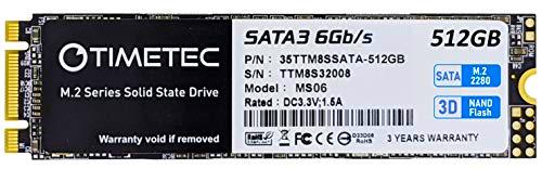 Timetec SSD 3D NAND TLC SATA III 6Gb/s M.2 2280 NGFF 256TBW Velocidad de lectura de hasta 530MB/s SLC Cache Performance Boost Unidad de estado sólido interna (512GB)