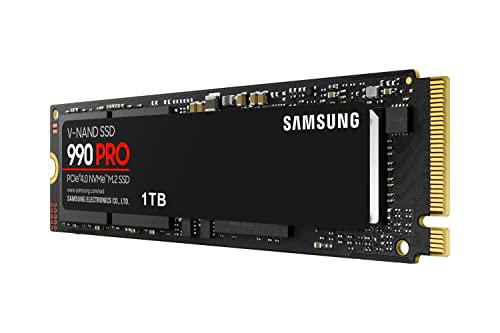 Samsung 990 Pro 1 TB PCIe 4.0 (hasta 7.450 MB/s) NVMe M.2 (2280) Unidad de Estado sólido Interna (SSD) (MZ-V9P1T0BW)