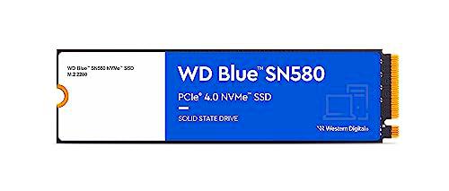 WD Blue SN580 1 TB, M.2 NVMe SSD, PCIe Gen4 x4, con hasta 4.150 MB/s de velocidad de lectura.