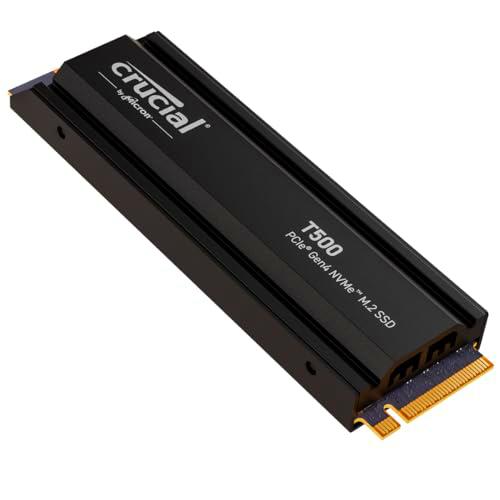 Crucial Disco Duro T500 1TB Gen4 NVMe M.2 SSD Interna para Juegos con disipador térmico