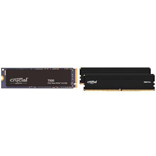 Crucial T500 SSD de 1TB Interna M.2 PCIe Gen4 NVMe para Juegos con Disipador Térmico + Kit de Memoria RAM de Sobremesa Pro de 48 GB (2x24 GB) DDR5 6000MHz