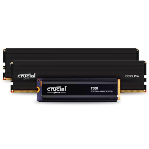 Crucial T500 SSD de 1TB Interna M.2 PCIe Gen4 NVMe Para Juegos con Disipador Térmico &amp; Kit de Memoria RAM de Sobremesa Crucial Pro de 48 GB (2x24 GB) DDR5 6000MHz