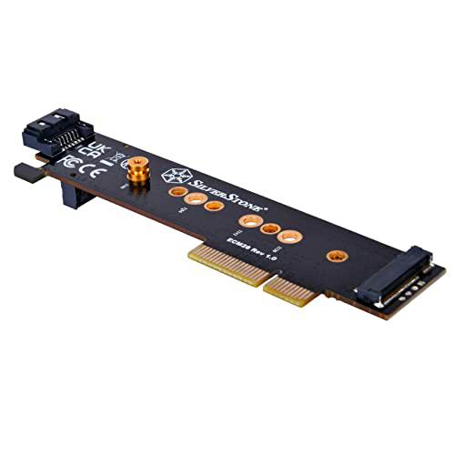 Silverstone SST-ECM28 - Tarjeta adaptadora 1 x NVMe &amp; 1 x SATA M.2 SSD a PCIe x4 1U