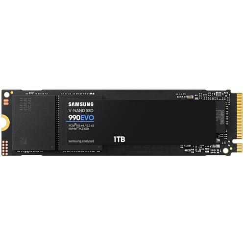 SAMSUNG 990 EVO 1 TB PCIe® 4.0 x4 / 5.0 x2, NVMe2.0 (hasta 5.000 MB/s) NVMe M.2 (2280) Unidad Interna de Estado sólido (SSD) (MZ-V9E1T0BW)