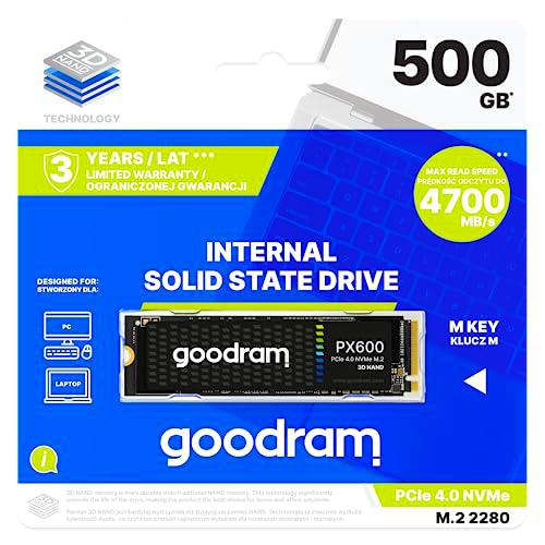 Goodram SSDPR-PX600-500-80 disque SSD M.2 500 Go PCI Express 4.0 3D NAND NVMe