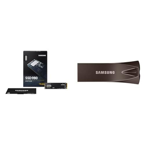 SAMSUNG 980 1 TB PCIe 3.0 (up to 3.500 MB/s) NVMe M.2 Internal Solid State Drive (SSD) (MZ-V8V1T0BW) &amp; Bar Plus Titan usb3.0 Gray 256GB