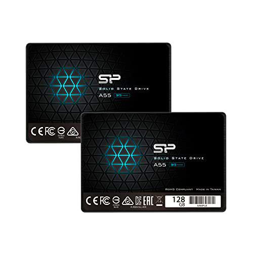 Silicon Power 2-Pack 128GB SSD 3D NAND A55 SLC Cache Performance Boost SATA III 2.5&quot; 7mm (0.28&quot;) Internal Solid State Drive