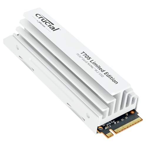 Crucial T705 SSD 2TB PCIe Gen5 NVMe M.2 Edición Limitada SSD Interna Gaming con Disipador Premium Blanco