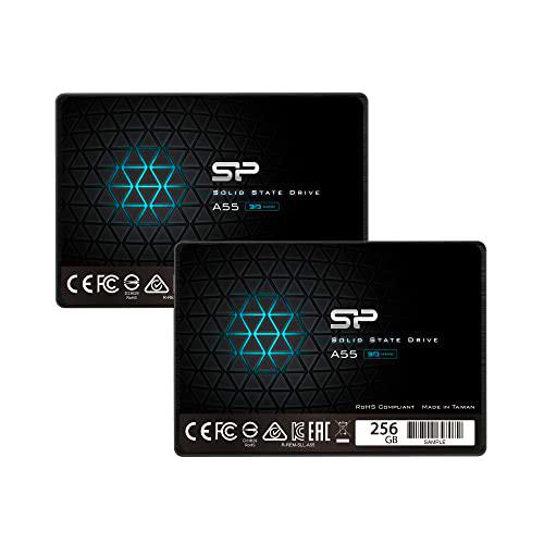 Silicon Power 2-Pack 256GB SSD 3D NAND A55 SLC Cache Performance Boost SATA III 2.5&quot; 7mm (0.28&quot;) Internal Solid State Drive