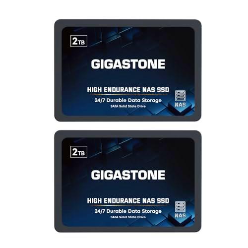 Gigastone NAS SSD 2TB SSD SATA (Paquete de 2) TLC 24/7 de Alta Durabilidad SSD para SistemasA NAS Raid y Almacenamiento Conectado a la Red 2.5&quot; Caché Disco Duro SSD Interno